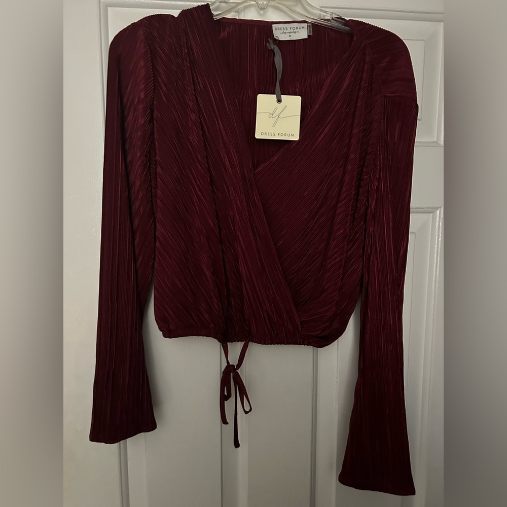 Dress Forum Burgundy Pleated Blouse